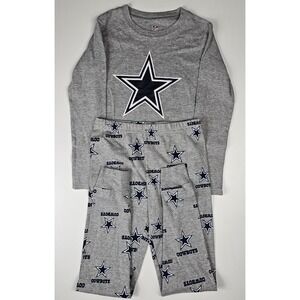 NFL Dallas‎ Cowboys Youth L (7) Long Sleeve Shirt Pants Sleep Set Gray Blue Star